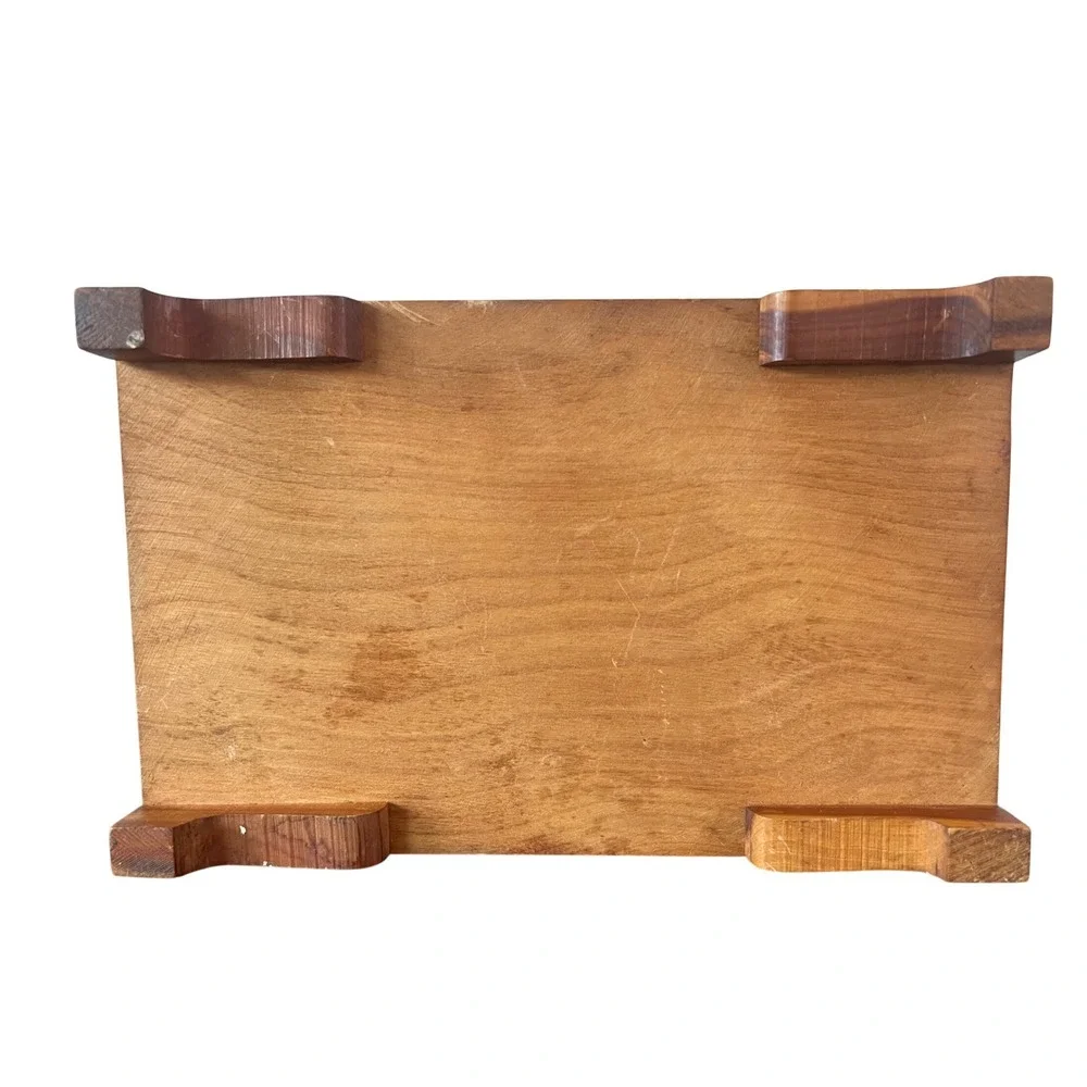 Vintage Cedar Wood Jewelry Keepsake Box Footed Latch Chest Rustic Storage 10.5in